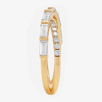 (H-I / Si1-Si2) Womens 2.5MM 1 CT. T.W. Lab Grown White Diamond 10K Gold Crossover Band