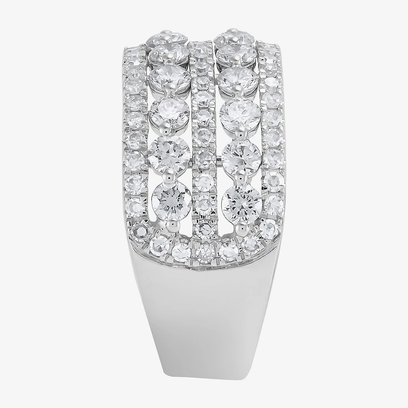 (H-I / Si1-Si2) Womens 5.5MM 2 CT. T.W. Lab Grown White Diamond 10K Gold Anniversary Band