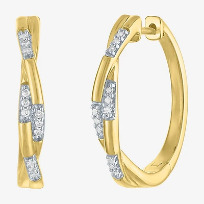 Diamond Addiction (G-H / I1-I2) Womens 1/10 CT. T.W. Lab Grown White Diamond 14K Gold Over Silver Sterling Silver 20mm Hoop Earrings