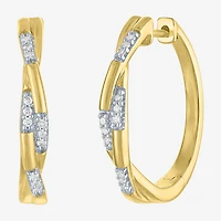 Diamond Addiction (G-H / I1-I2) Womens 1/10 CT. T.W. Lab Grown White Diamond 14K Gold Over Silver Sterling Silver 20mm Hoop Earrings