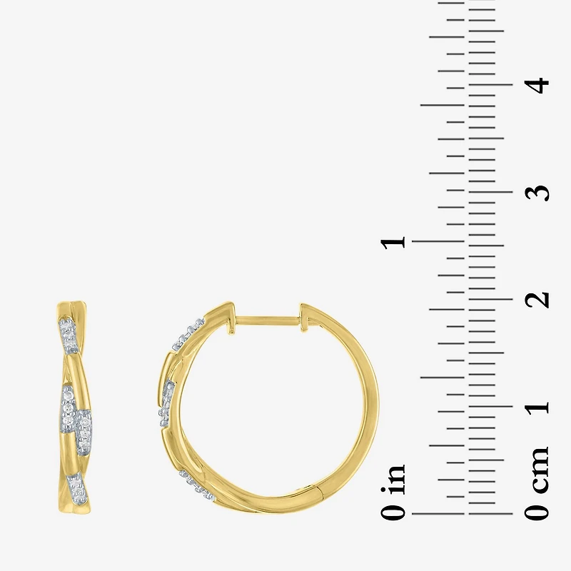Diamond Addiction (G-H / I1-I2) Womens 1/10 CT. T.W. Lab Grown White Diamond 14K Gold Over Silver Sterling Silver 20mm Hoop Earrings