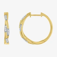 Diamond Addiction (G-H / I1-I2) Womens 1/10 CT. T.W. Lab Grown White Diamond 14K Gold Over Silver Sterling Silver 20mm Hoop Earrings