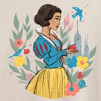 Snow White Tee Womens Juniors Crew Neck Short Sleeve Oversized Graphic T-Shirt