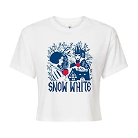 Evil Queen Cropped Tee Womens Juniors Crew Neck Short Sleeve Regular Fit Snow White Graphic T-Shirt