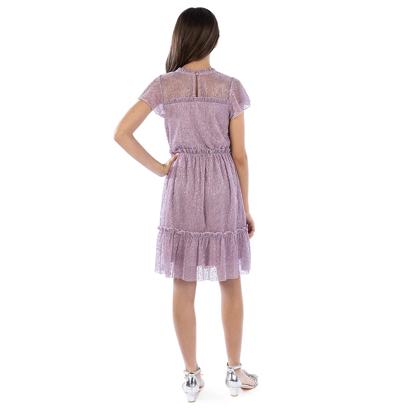Speechless Big Kid Girls Embellished Short Sleeve Flutter Party Dress