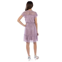Speechless Big Kid Girls Embellished Short Sleeve Flutter Party Dress