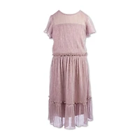 Speechless Big Kid Girls Embellished Short Sleeve Flutter Party Dress