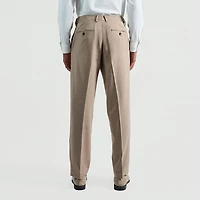 Haggar Premium Comfort Tonal Plaid Mens Classic Fit Dress Flat Front Pant