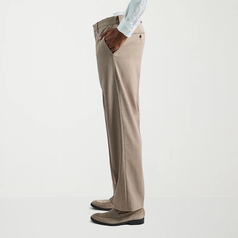 Haggar Premium Comfort Tonal Plaid Mens Classic Fit Dress Flat Front Pant