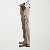 Haggar Premium Comfort Tonal Plaid Mens Classic Fit Dress Flat Front Pant