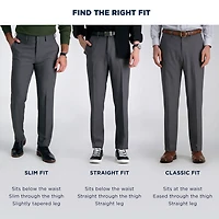 Haggar Premium Comfort Tonal Plaid Mens Classic Fit Dress Flat Front Pant