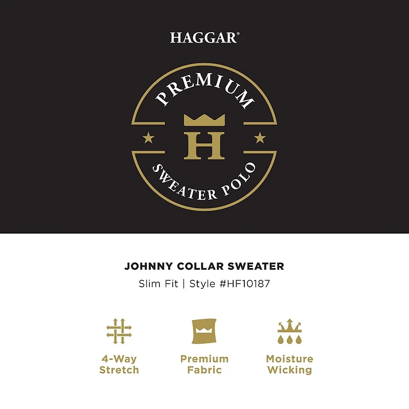 Haggar Johnny Collar Ribbed Mens Short Sleeve Polo Sweater