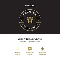 Haggar Johnny Collar Ribbed Mens Short Sleeve Polo Sweater