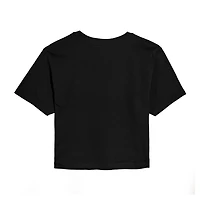 Just One Bite Cropped Tee Womens Juniors Crew Neck Short Sleeve Regular Fit Evil Queen Snow White Graphic T-Shirt