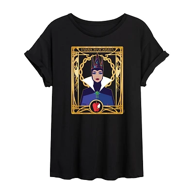 Womens Juniors Crew Neck Short Sleeve Oversized Evil Queen Snow White Graphic T-Shirt