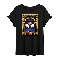 Womens Juniors Crew Neck Short Sleeve Oversized Evil Queen Snow White Graphic T-Shirt