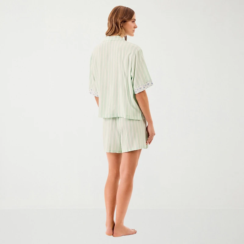 Martha Stewart Womens V-Neck Short Sleeve 2-pc. Pajama Set
