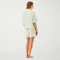 Martha Stewart Womens V-Neck Short Sleeve 2-pc. Pajama Set