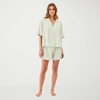 Martha Stewart Womens V-Neck Short Sleeve 2-pc. Pajama Set