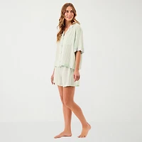 Martha Stewart Womens V-Neck Short Sleeve 2-pc. Pajama Set