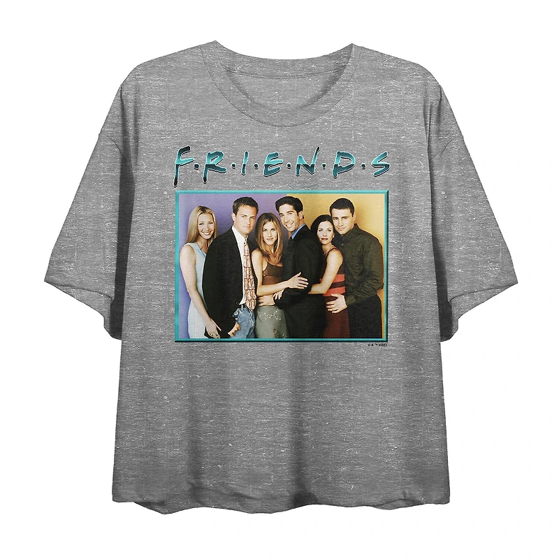 Womens Crew Neck Short Sleeve Friends Crop Top
