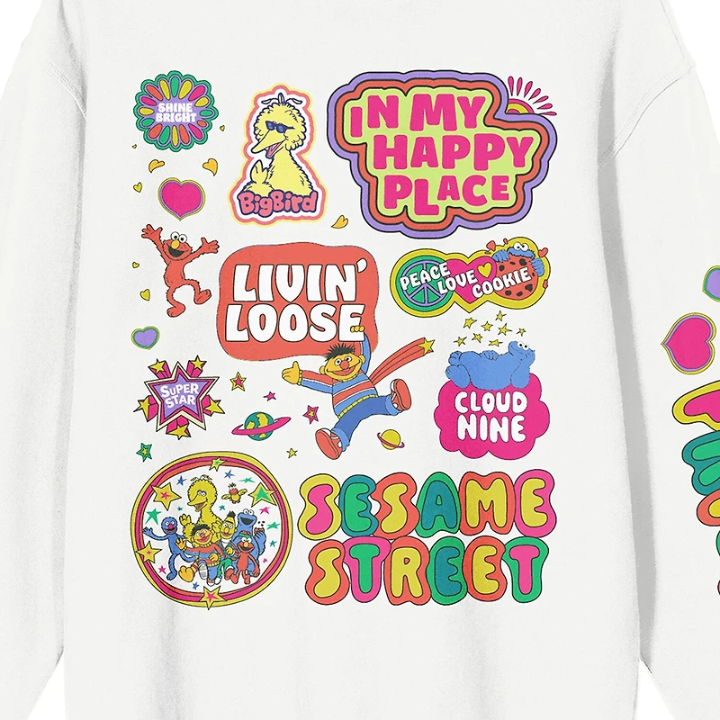 Womens Crew Neck Long Sleeve Sesame Street Sweatshirt
