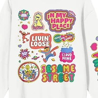 Womens Crew Neck Long Sleeve Sesame Street Sweatshirt