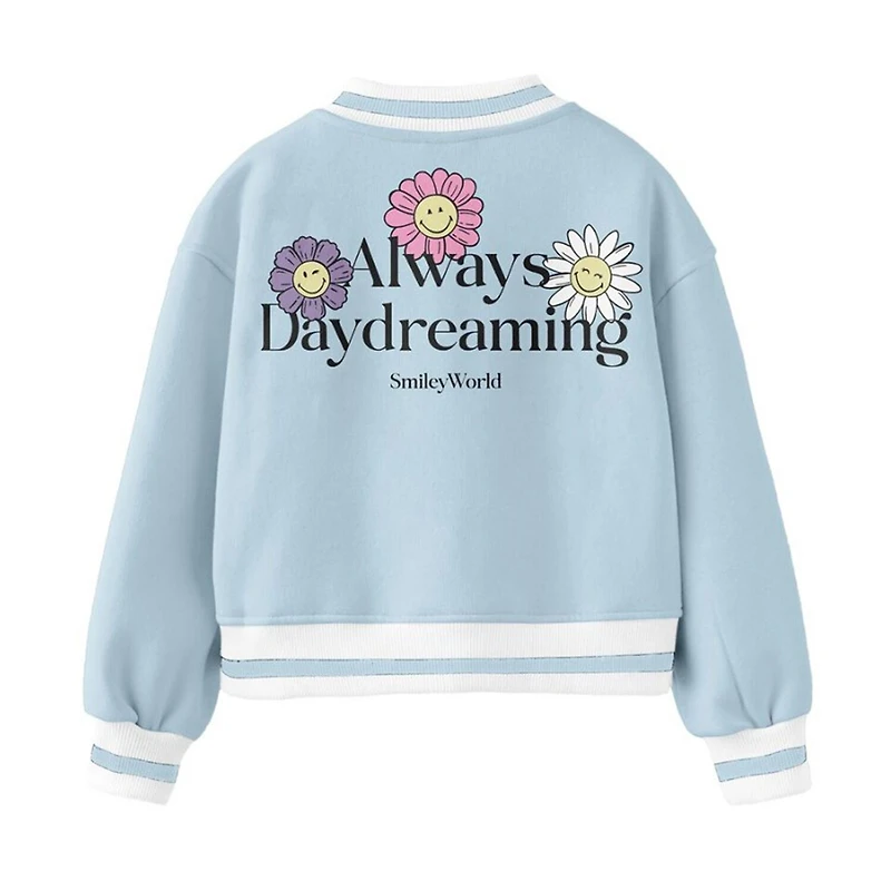 Smiley Little & Big Kid Girls Fleece Lightweight Varsity Jacket