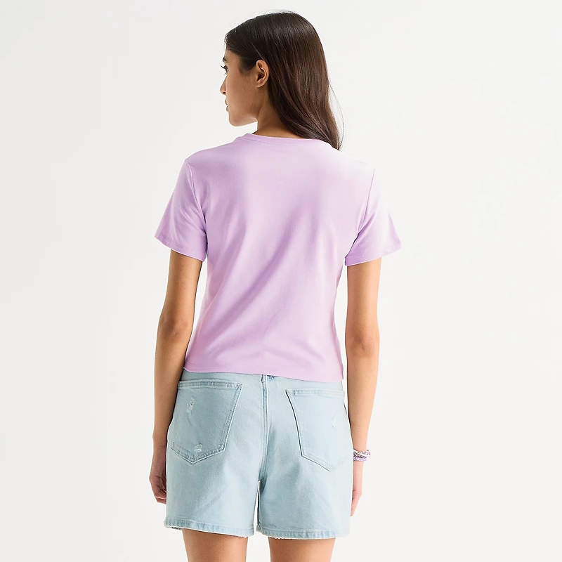 Womens Juniors Crew Neck Short Sleeve Fitted The Aristocats Graphic T-Shirt