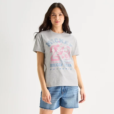 Mickey Soccer Boyfriend Tee Womens Juniors Crew Neck Short Sleeve Regular Fit and Friends Graphic T-Shirt