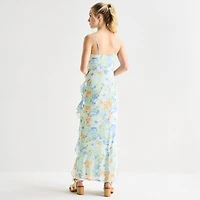 by&by Womens Juniors Sleeveless Floral Midi Slip Dress