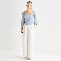 by&by Womens Juniors Straight Neck 3/4 Sleeve Blouse