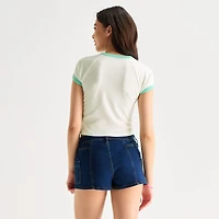 Arizona Womens Juniors Round Neck Short Sleeve Regular Fit Graphic T-Shirt