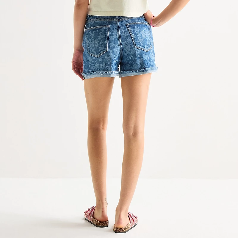 Arizona Curvy Womens 4" Mid Rise Juniors Denim Short