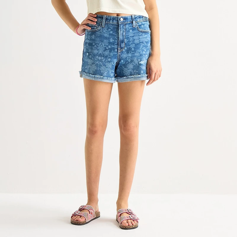 Arizona Curvy Womens 4" Mid Rise Juniors Denim Short
