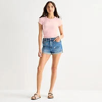 Arizona Curvy Womens 2 1/2" Mid Rise Juniors Denim Short