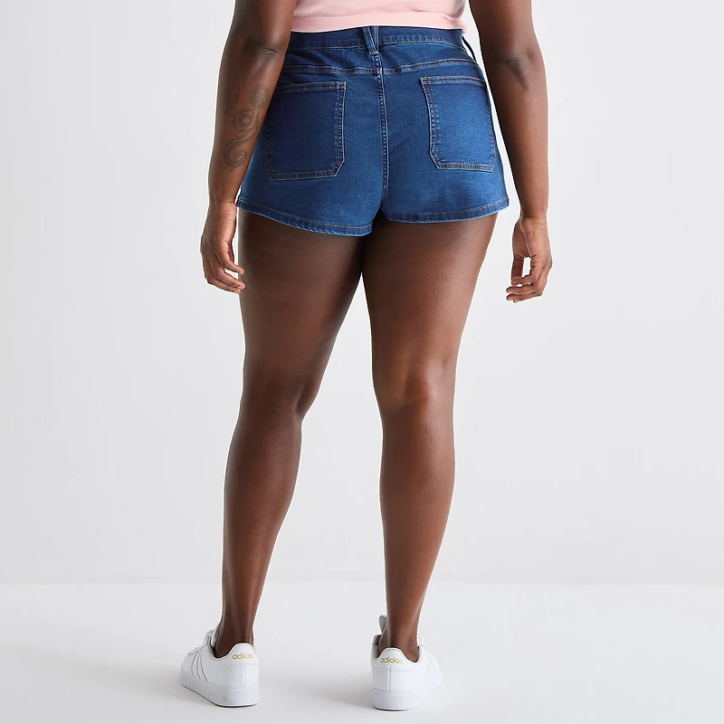 Arizona Womens 2 1/2" Low Rise Juniors Micro Denim Short
