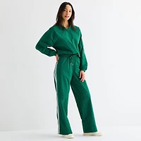 Xersion Womens Wide Leg Mid Rise Relaxed Fit Track Pant