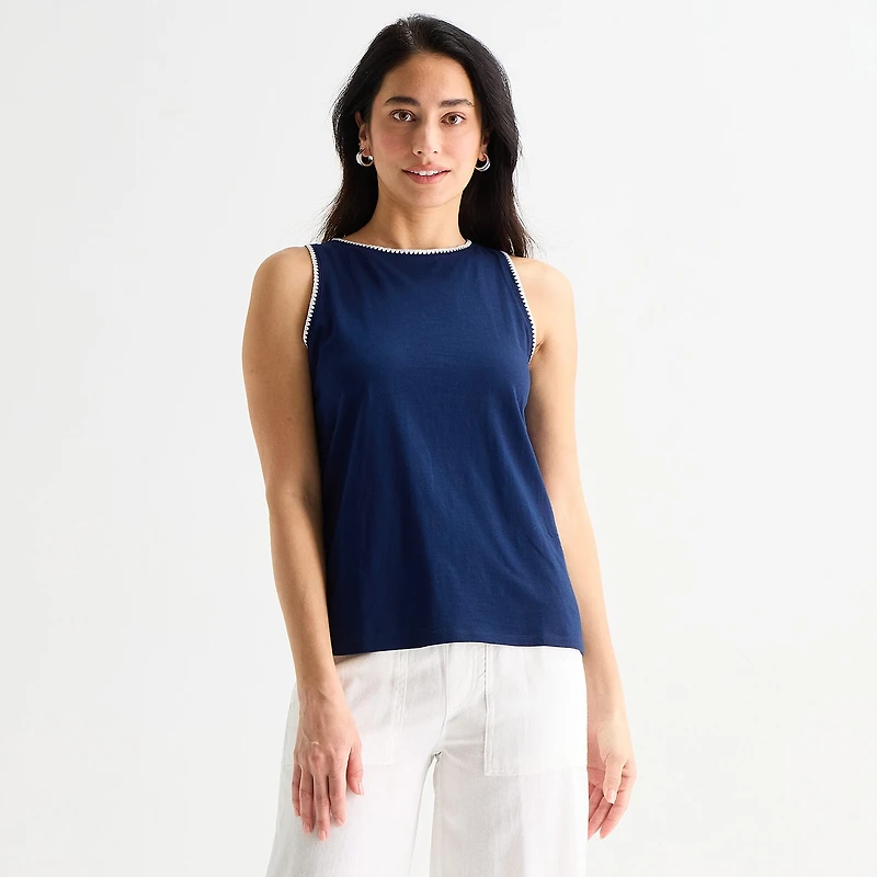 St. John's Bay Womens Crew Neck Sleeveless Tank Top