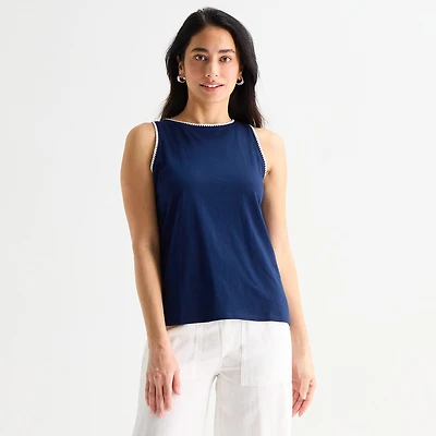 St. John's Bay Womens Crew Neck Sleeveless Tank Top