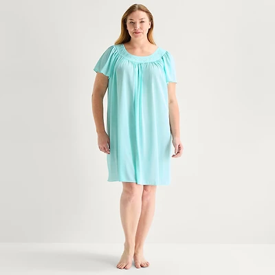 Adonna Womens Plus Short Sleeve Round Neck Nightgown