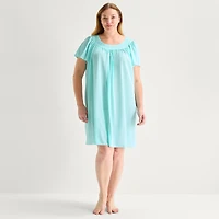 Adonna Womens Plus Short Sleeve Round Neck Nightgown