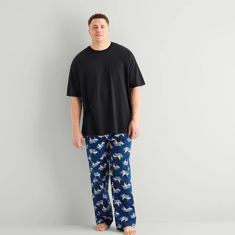 St. John's Bay Mens Crew Neck Short Sleeve Big and Tall Pajama Top