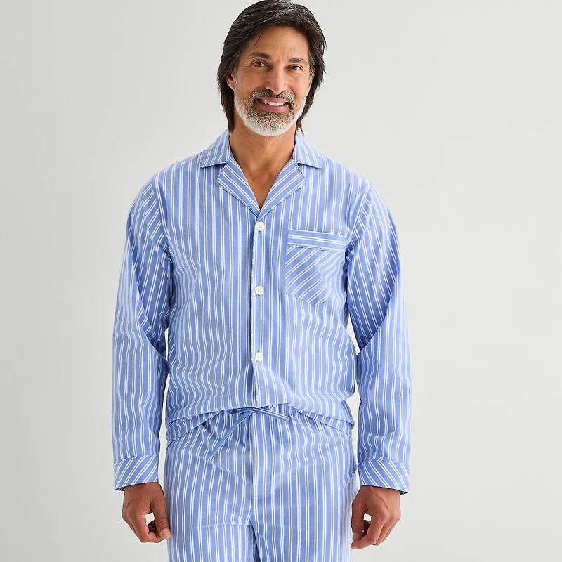 Stafford Mens Long Sleeve 2-pc. Pajama Set