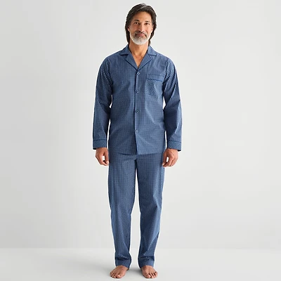 Stafford Mens Long Sleeve 2-pc. Pajama Set
