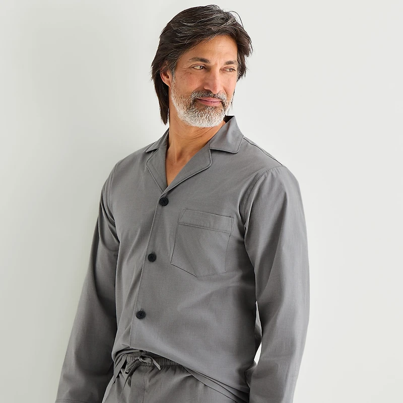 Stafford Mens Long Sleeve 2-pc. Pajama Set
