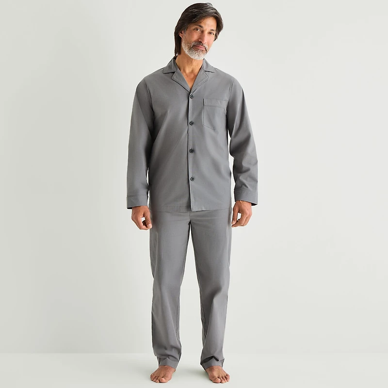 Stafford Mens Long Sleeve 2-pc. Pajama Set