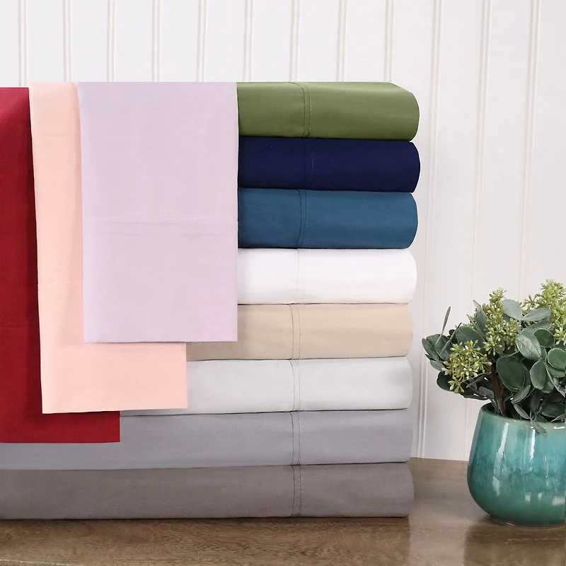 SUPERIOR® Percale Cotton Crisp Cool Breathable 300tc Deep Pocket Sheet Set