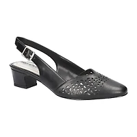 Easy Street Sofie Womens Almond Closed Toe Block Heel Pumps