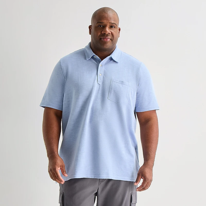 mutual weave Big and Tall Mens Regular Fit Elbow Sleeve Polo Shirt